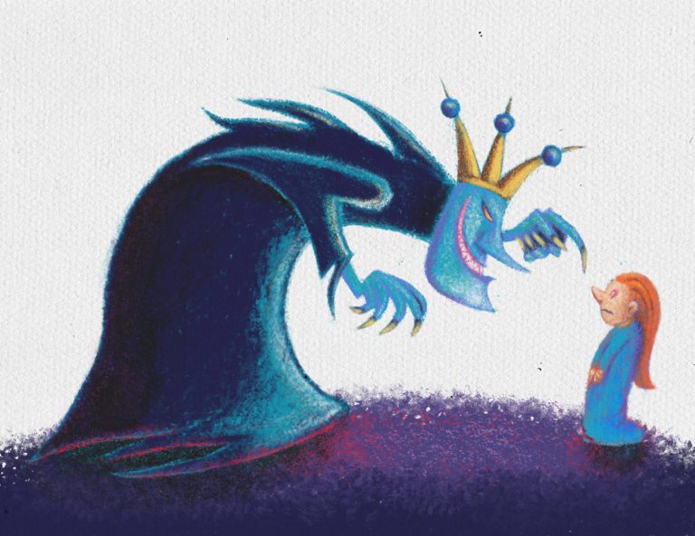 Un rey fantasmagórico intimida a una niña