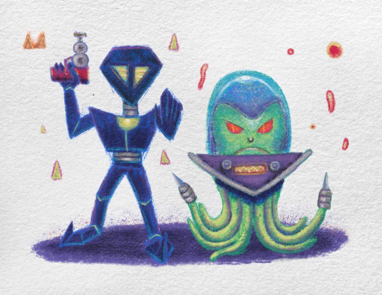 Un robot y un alienígena